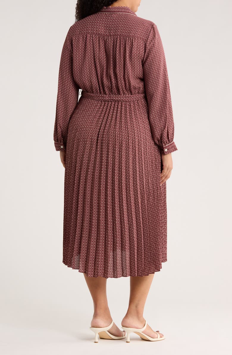MAX STUDIO Long Sleeve Shirtdress, Alternate, color, Vintage Wine Optical Geo