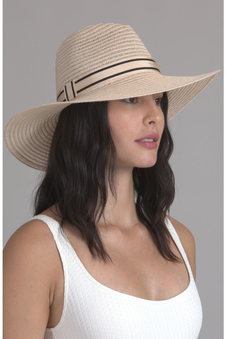 Emmanuelle Wide Brim Packable Straw Fedora, Alternate, color, NATURAL