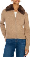 Vince Camuto Faux Fur Collar Front Zip Cardigan