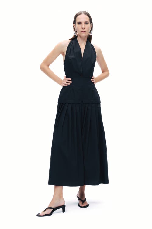 Shop Nocturne Halter Neck Maxi Dress In Black