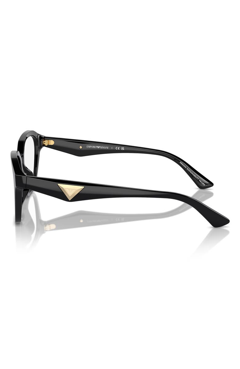 Emporio Armani 53mm Irregular Optical Glasses, Alternate, color, Shiny Black / Demo Lens