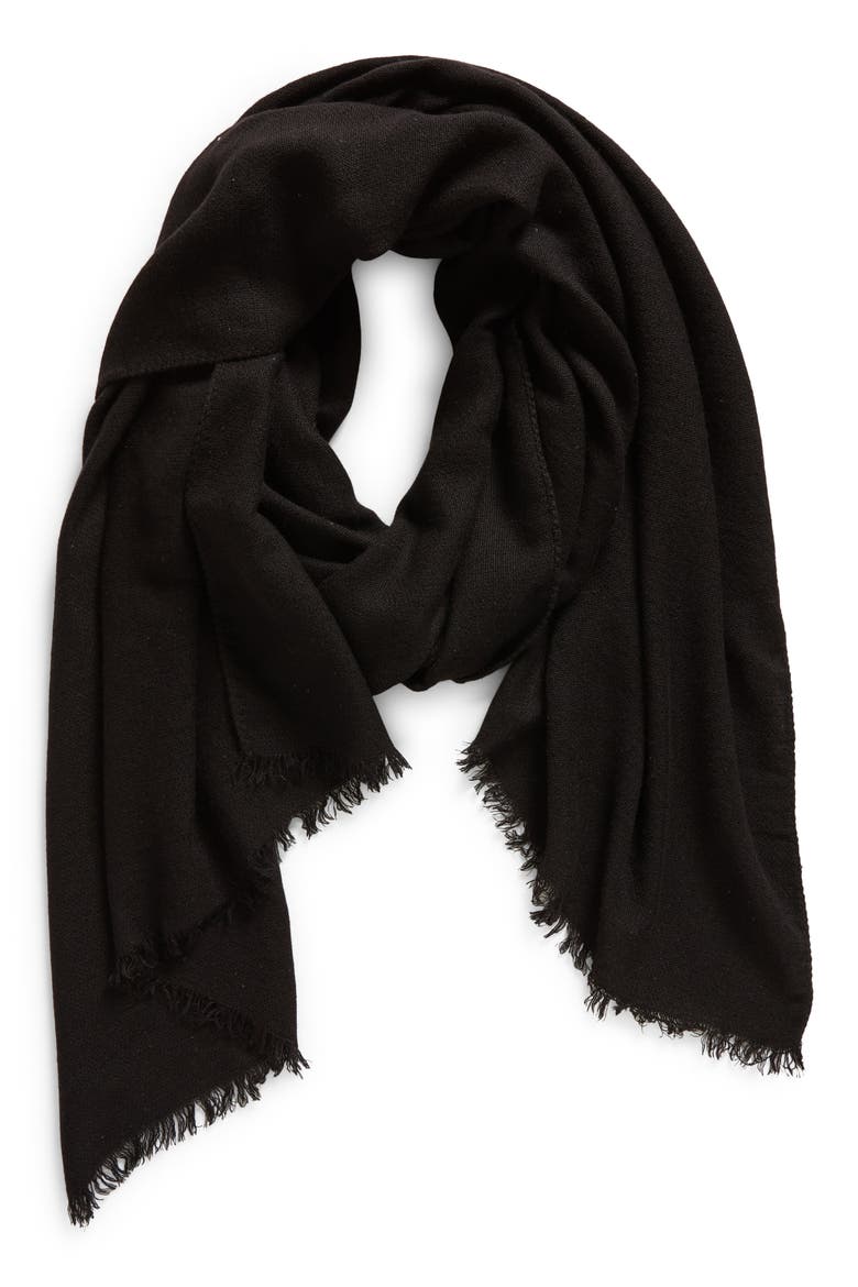 Silk & Cashmere Blend Scarf, Alternate, color, BLACK
