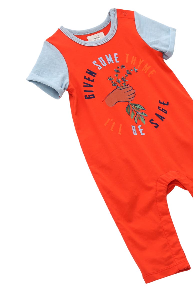 Thyme Graphic Cotton Romper, Alternate, color, RED