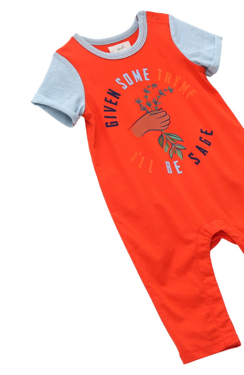 Peek Aren't You Curious Thyme Graphic Cotton Romper, Alternate, color, Red