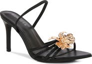 BERNESS Julia Flower Embellished Faux Leather Sandal