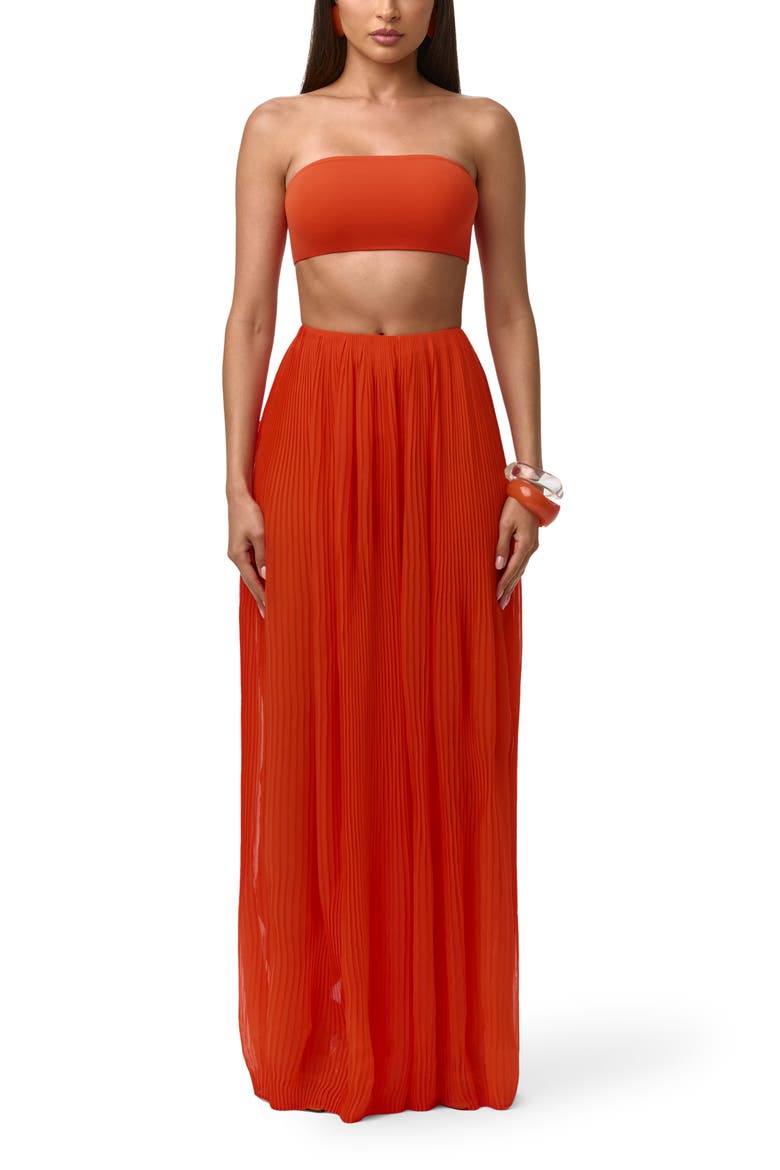 Plissé Wide Leg Pants, Alternate, color, TANGERINE