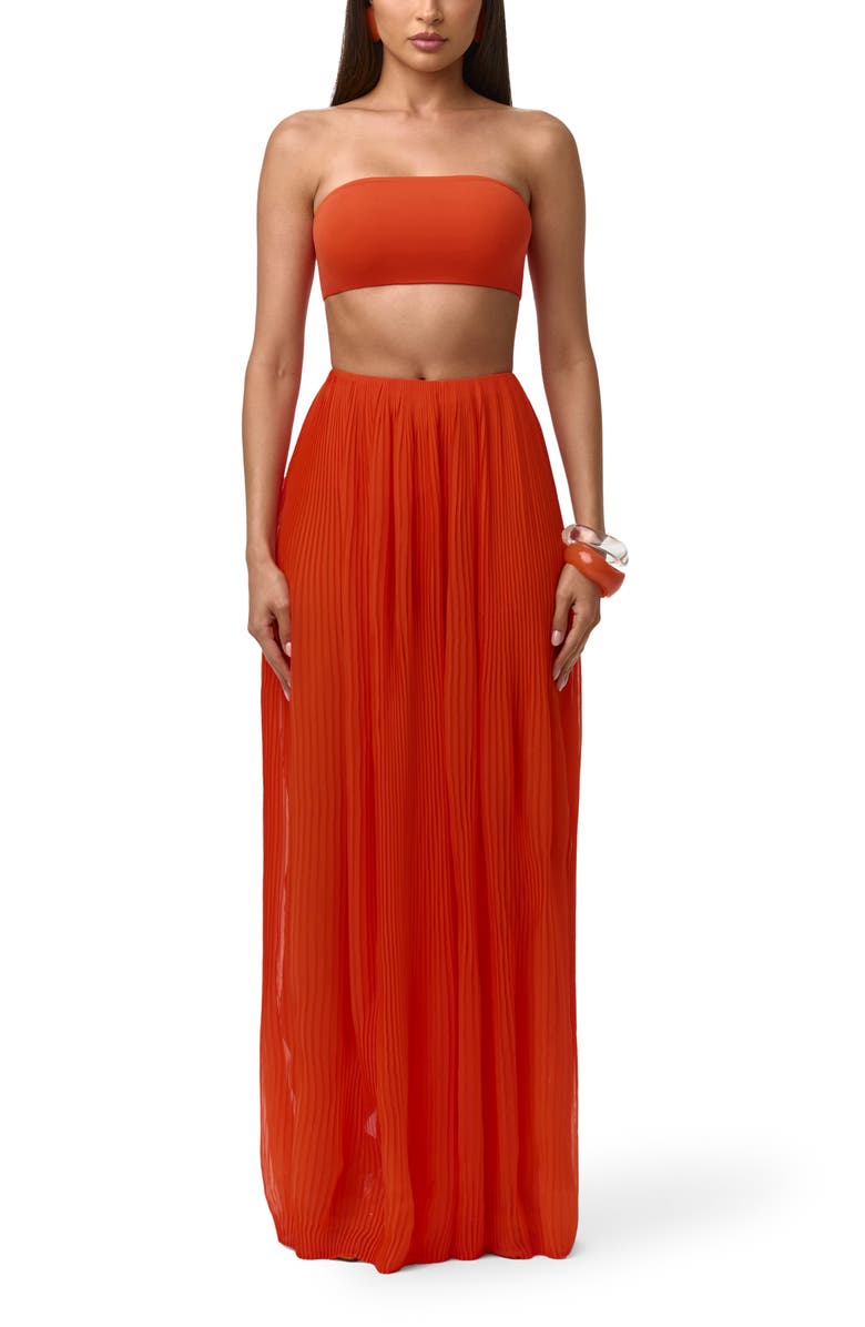 Naked Wardrobe Plissé Wide Leg Pants, Alternate, color, Tangerine