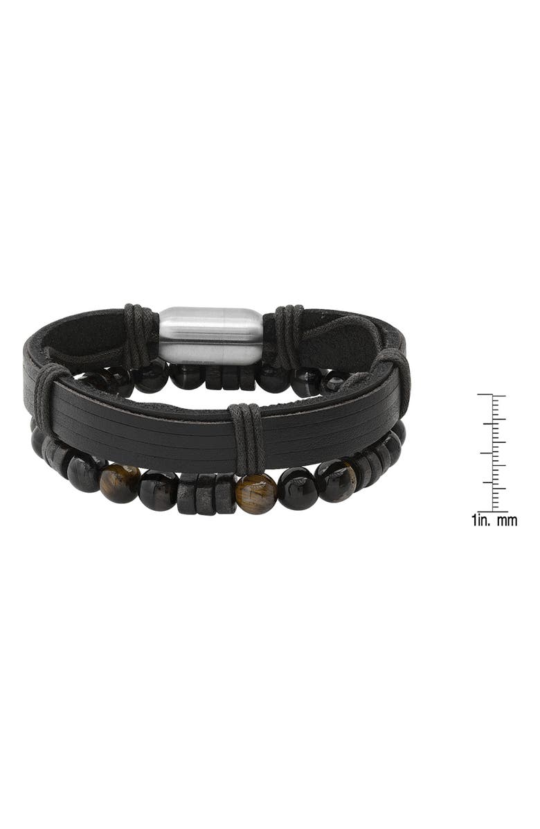 HMY JEWELRY Black Leather Beaded Bracelet, Alternate, color,