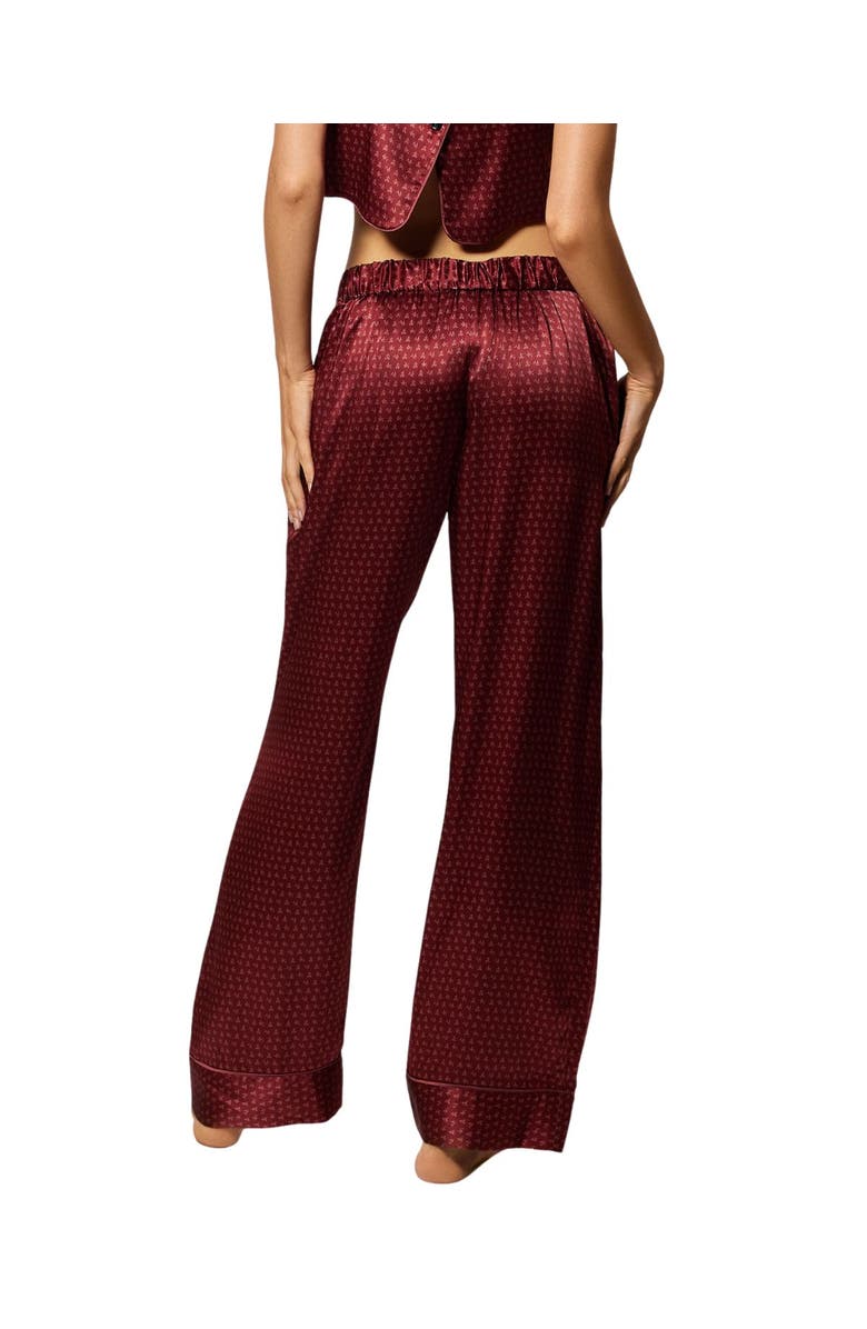 Kiki de Montparnasse Silk Lounge Moi Et Toi Tie Up Pajama Pant, Alternate, color, Brick Dust / Rose Fauvee