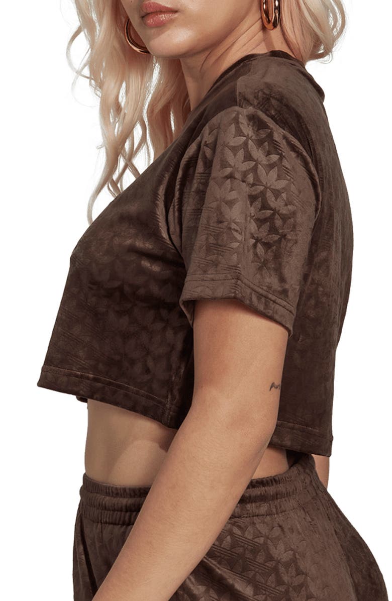 adidas Crop Velvet T-Shirt, Alternate, color, 