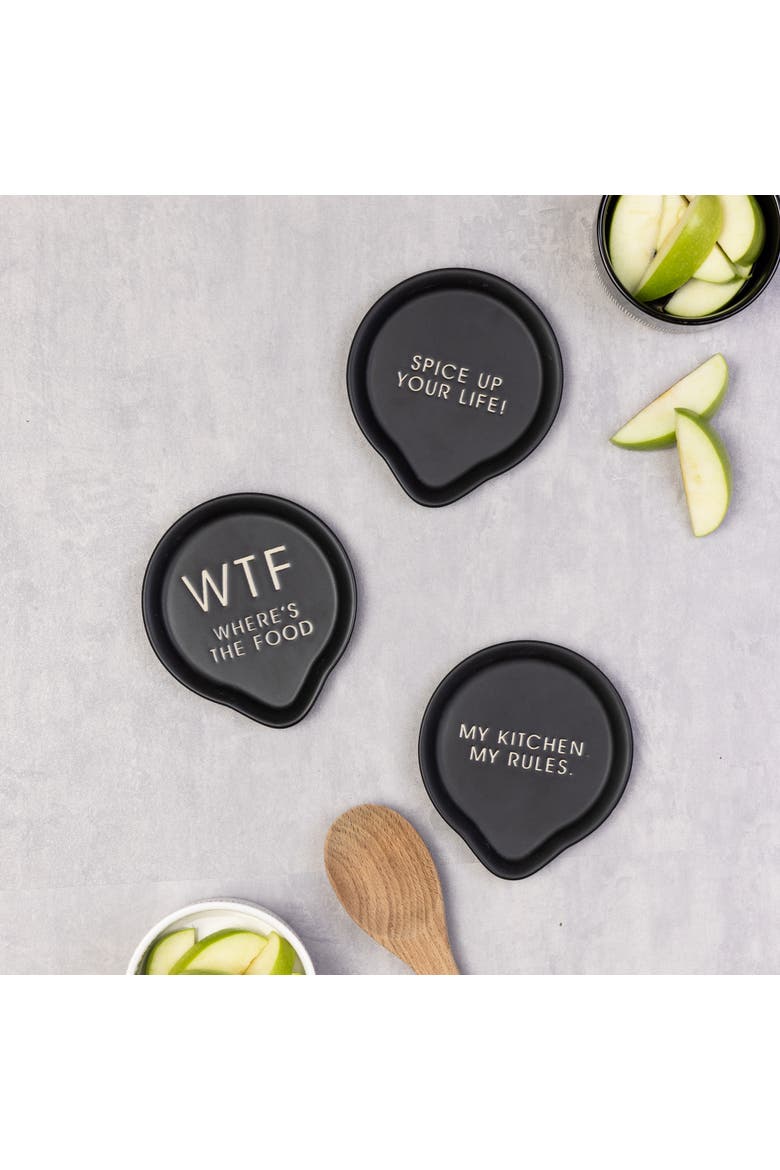 My Kitchen My Rules Spoon Rest Ceramic Black, Alternate, color, Black