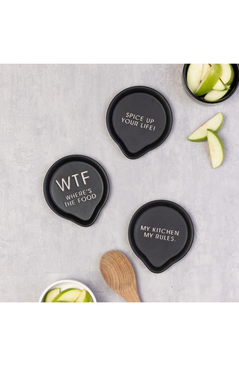 Totalee Gift My Kitchen My Rules Spoon Rest Ceramic Black, Alternate, color,