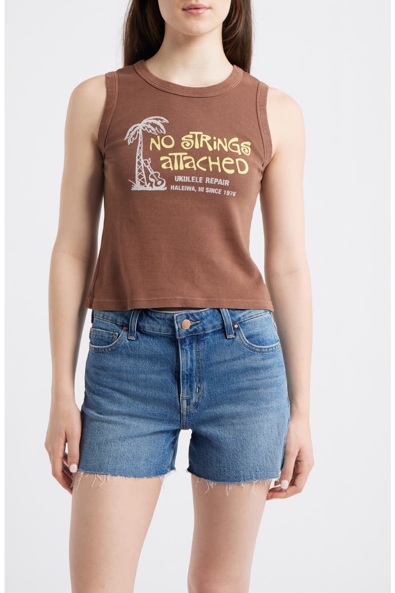 No Strings Attached Graphic Shrunken Tank, Main, color, CHOCOLATE MALT