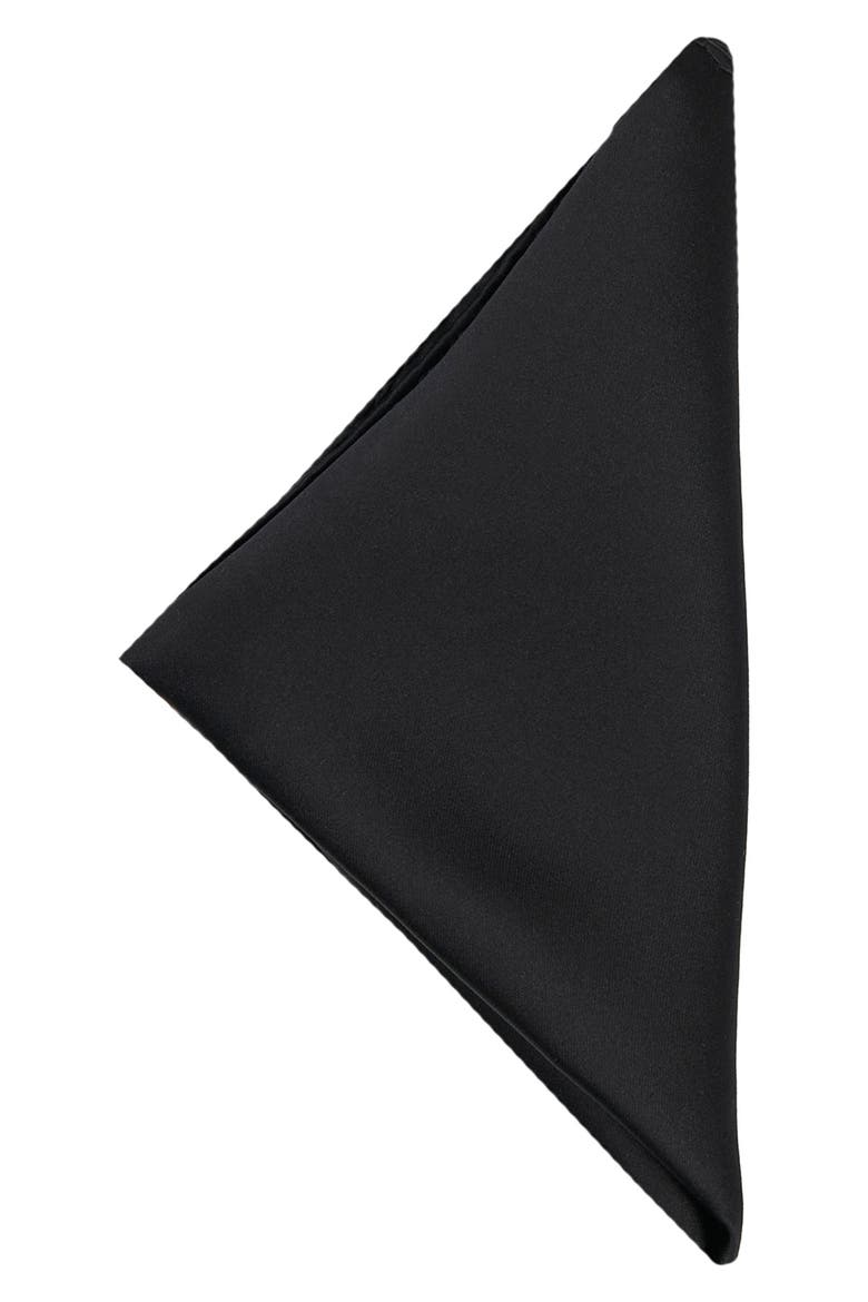 Men's Solid Satin Pocket Square, Alternate, color, BLACK