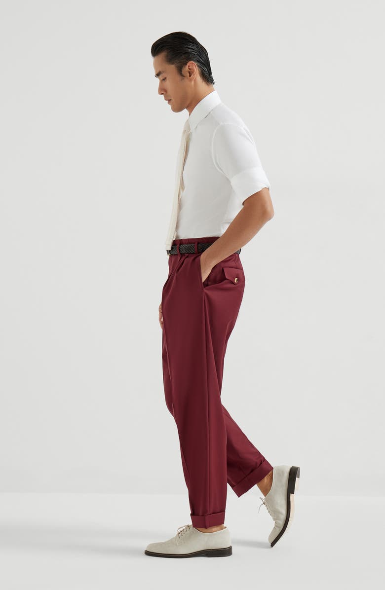 Brunello Cucinelli Virgin wool trousers, Alternate, color, Cherry