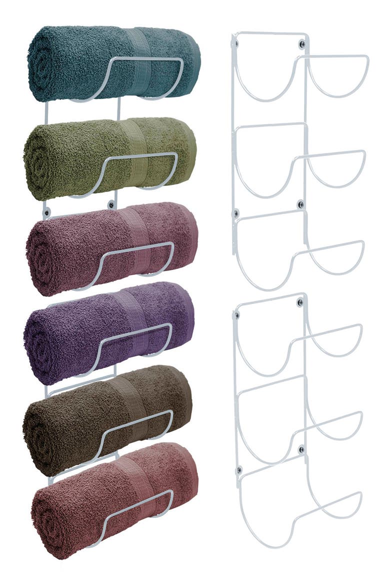 Set of 2 Wall Mount Towel Racks, Alternate, color, WHITE