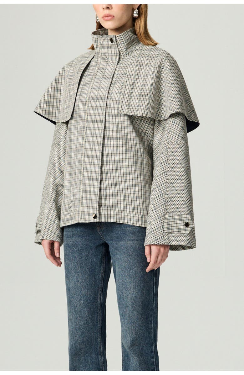 Nocturne Belted Glen Check Cape Trench, Alternate, color, Multi-Colored