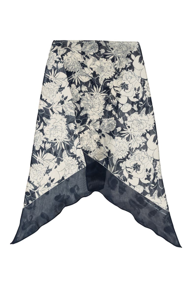 Floral Oblong With Bias Ends, Alternate, color, Navy
