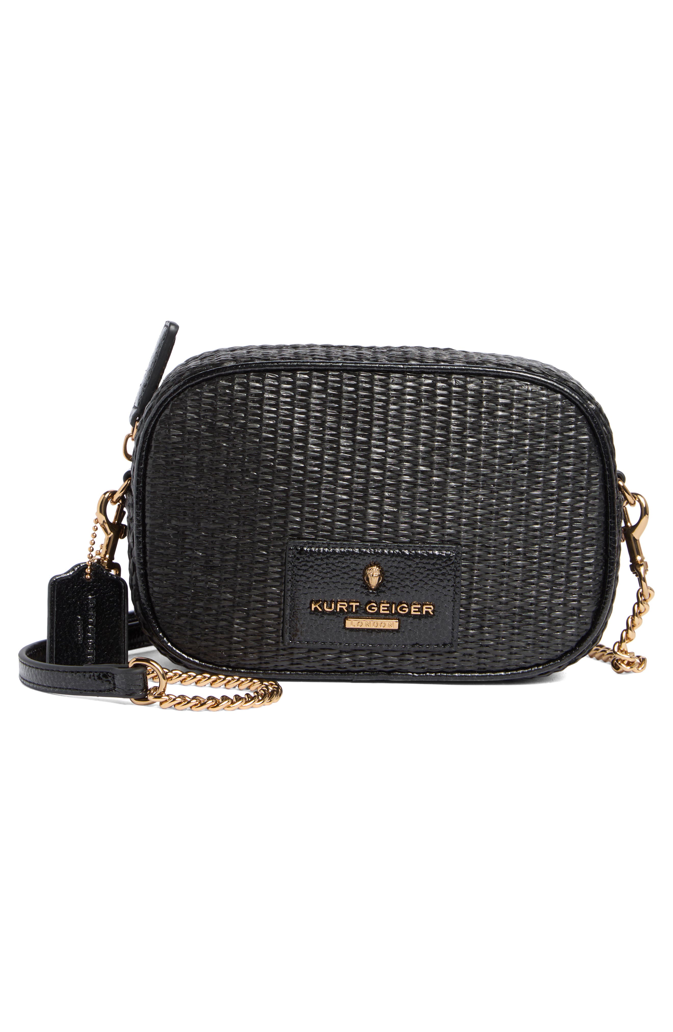 Kurt Geiger London Chiswick Raffia Camera Bag, Alternate, color, Black
