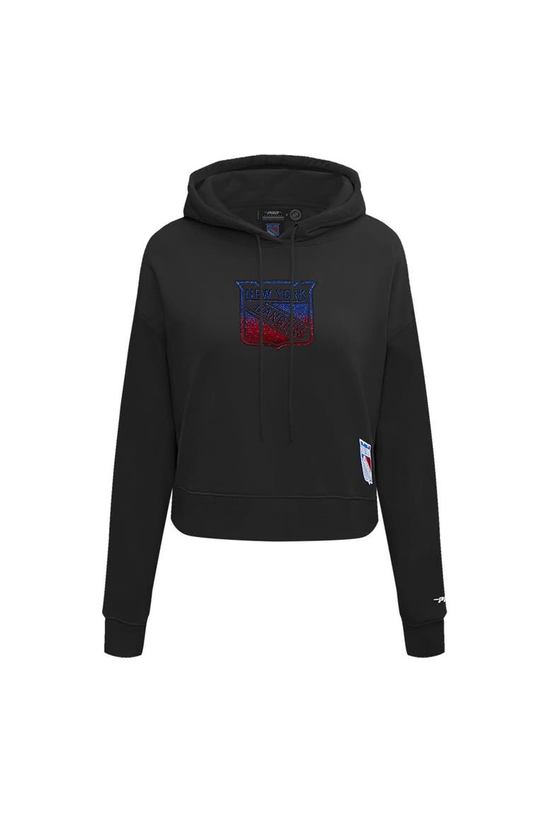 Women's Pro Standard  Black New York Rangers Jewels Cropped Pullover Hoodie, Alternate, color, Black