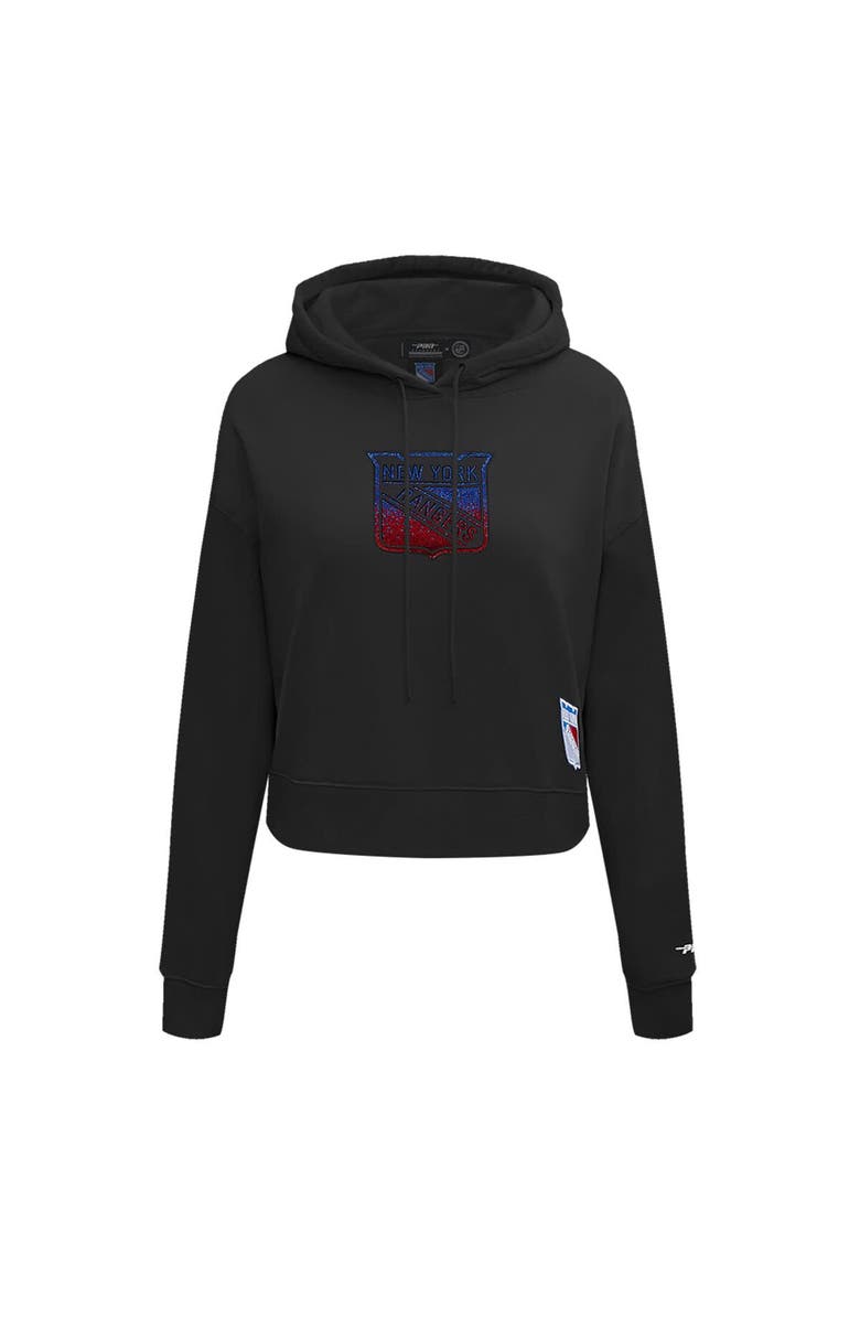 PRO STANDARD Women's Pro Standard  Black New York Rangers Jewels Cropped Pullover Hoodie, Alternate, color, Black