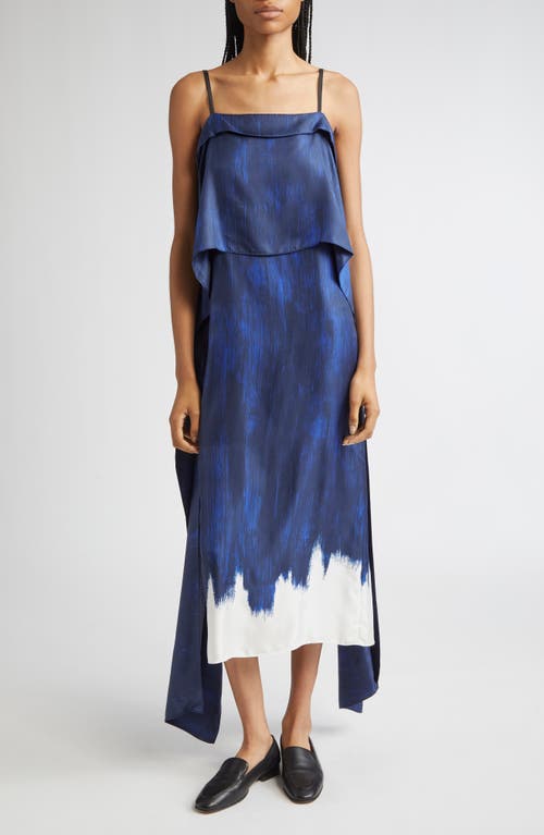 Proenza Schouler Wilma Abstract Print Layered Silk Dress In Blue