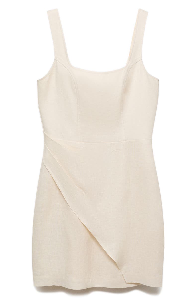 MANGO Drape Linen Minidress, Alternate, color, Ecru