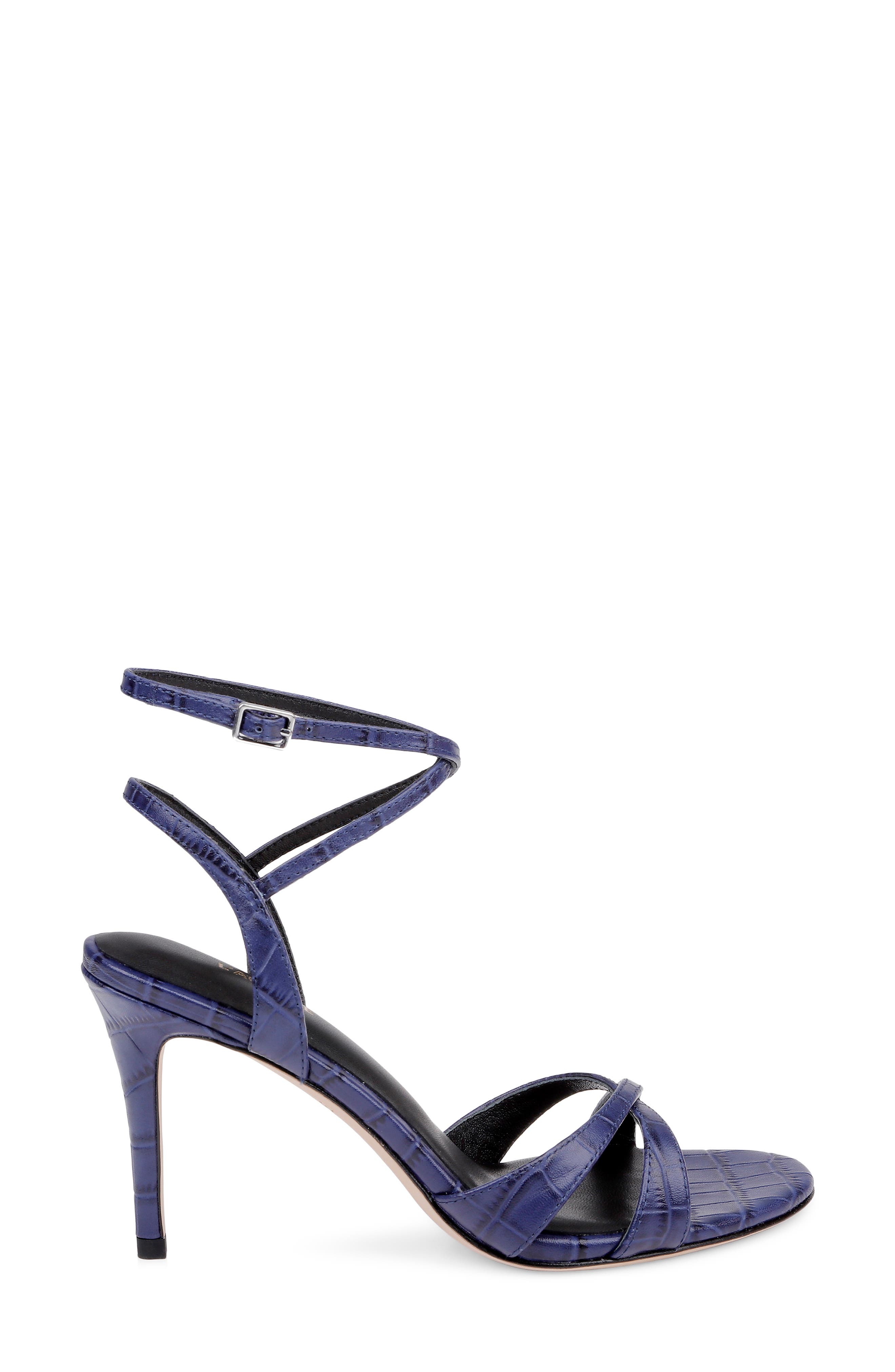 L'AGENCE Miranda Ankle Strap Sandal, Alternate, color, Midnight Croco Embossed