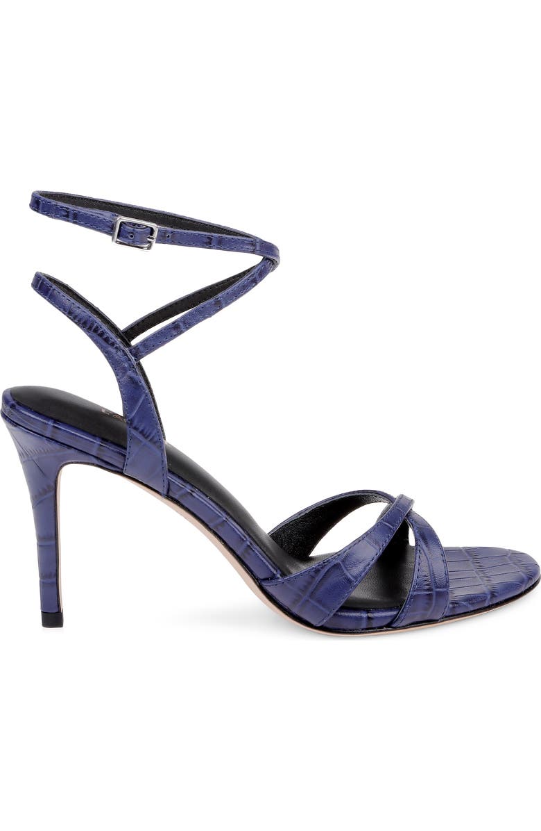 L'AGENCE Miranda Ankle Strap Sandal, Alternate, color, Midnight Croco Embossed