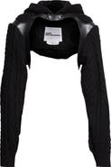Noir Kei Ninomiya Cable Knit Shetland Wool Hooded Bolero with Faux Leather Harness