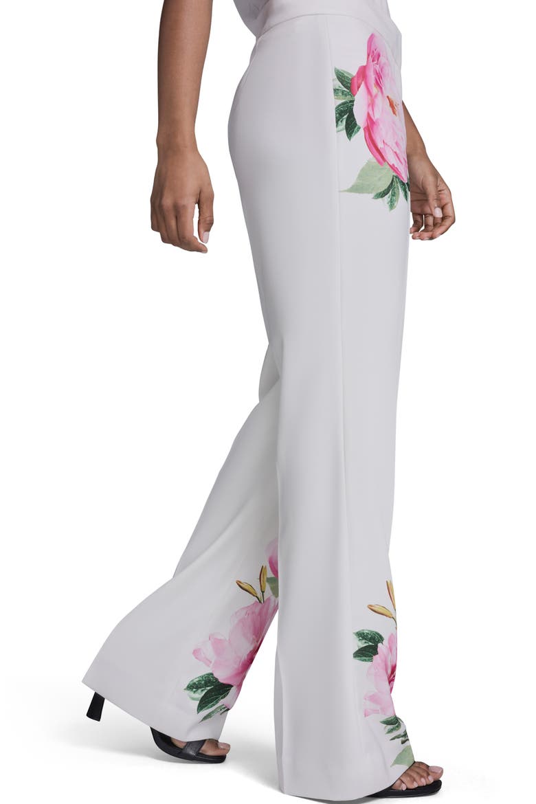 Placed Floral Straight Leg Pants, Alternate, color, SOFT WHITE