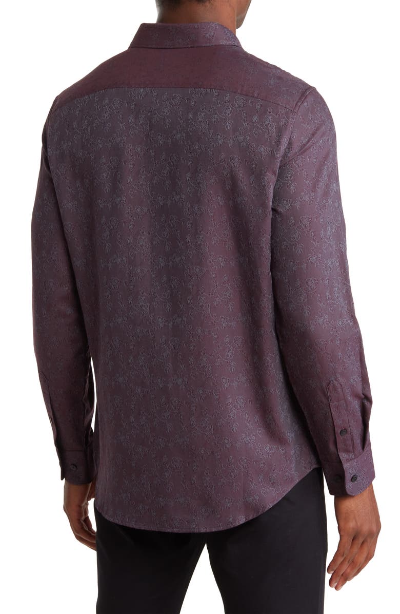 Perry Ellis Floral Jacquard Cotton Button-Up Shirt, Alternate, color,