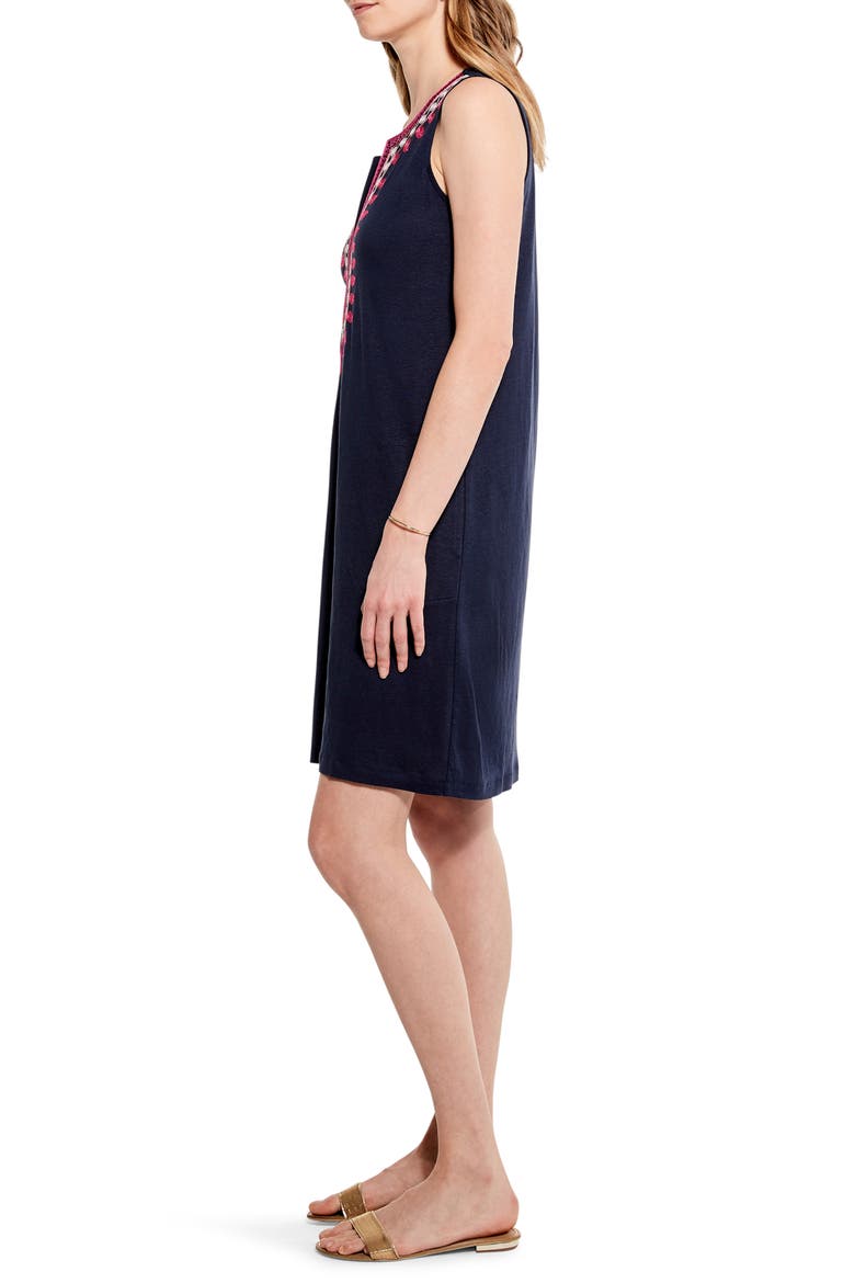 Retreat Embroidered Shift Dress, Alternate, color, INDIGO MULTI
