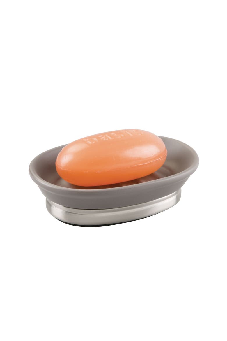 Ceramic Soap Dish for Bathroom Sink - Matte Gray/Brushed, Alternate, color, Matte Gray/Brushed