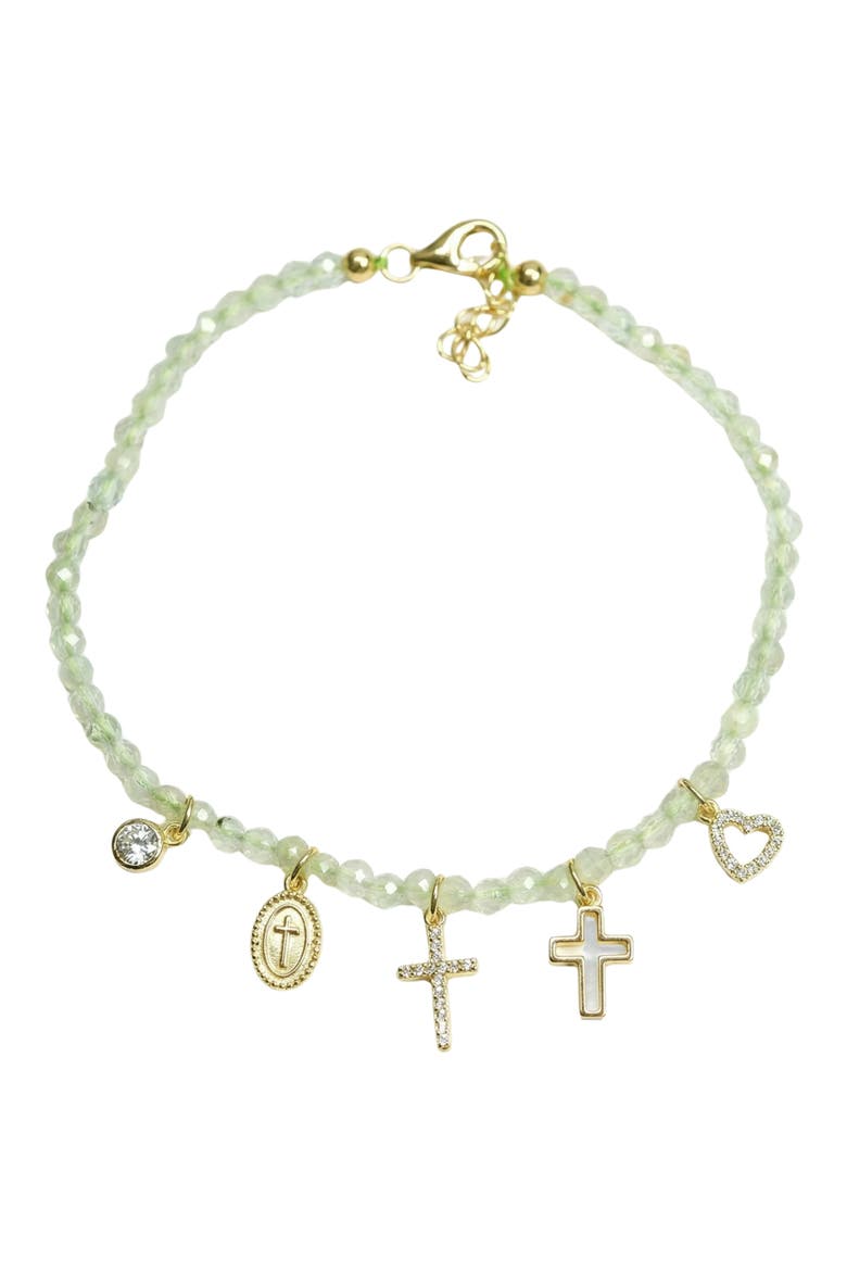 Faith Beaded Charm Bracelet, Alternate, color, GOLD/ GREEN