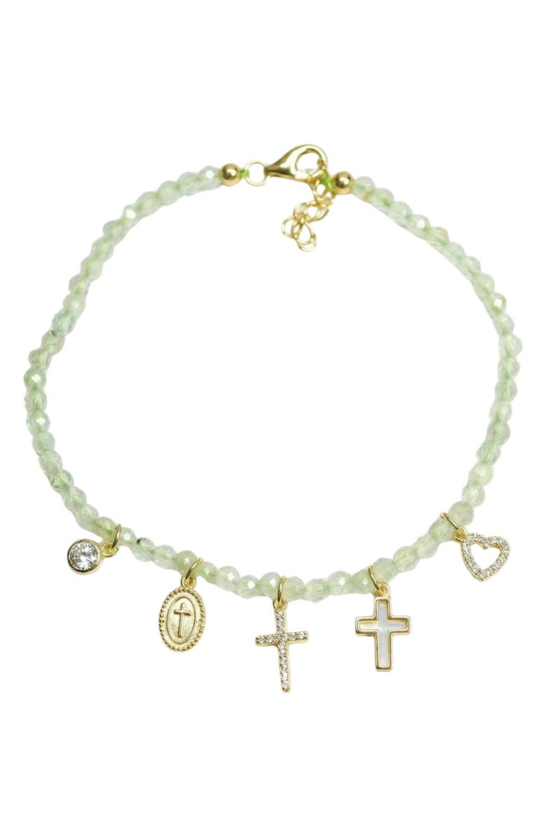 ARGENTO VIVO Faith Beaded Charm Bracelet, Alternate, color, Gold/ Green