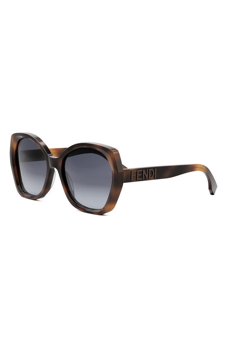 Fendi 'Fendi Lettering 57mm Gradient Butterfly Sunglasses, Alternate, color, Blonde Havana / Gradient Smoke