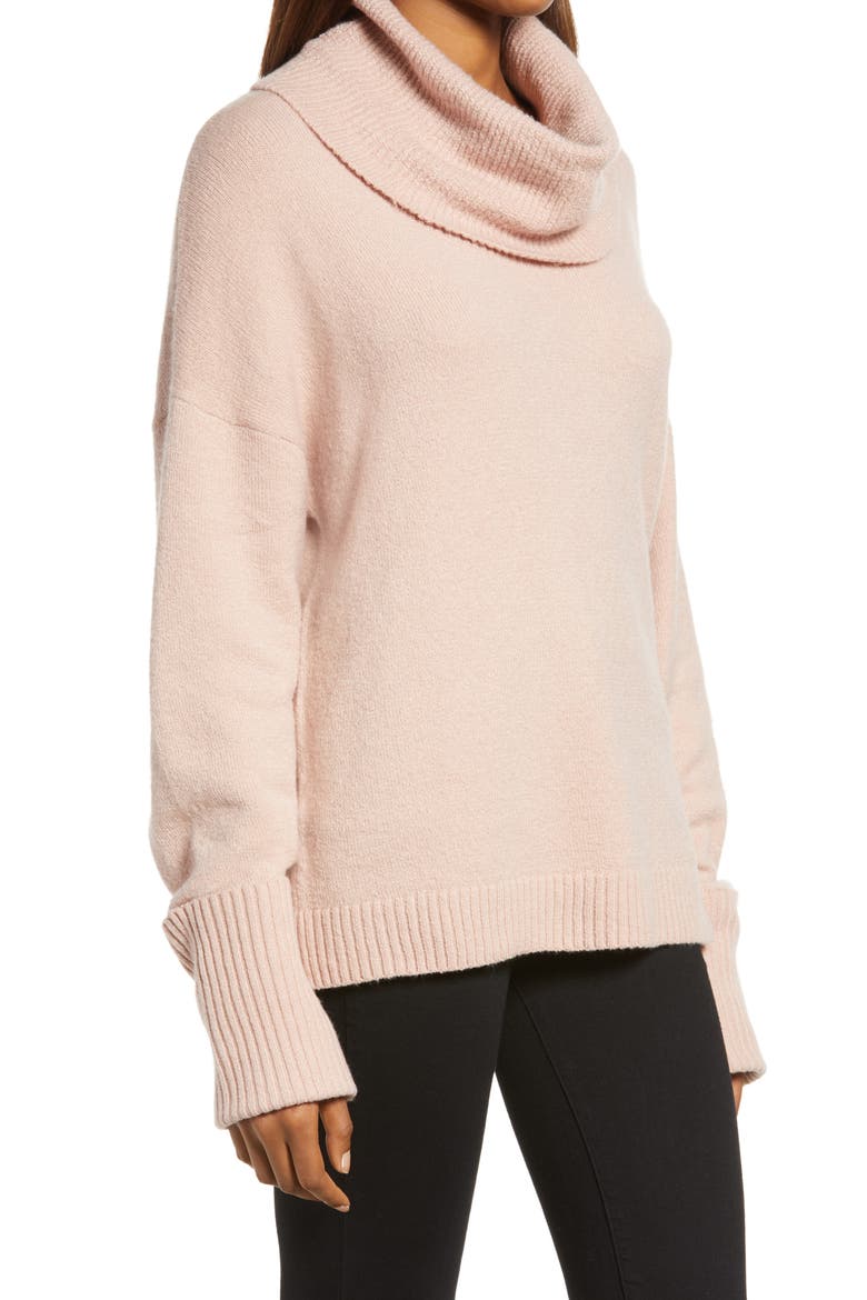 Cowl Neck Sweater, Alternate, color, PINK ADOBE