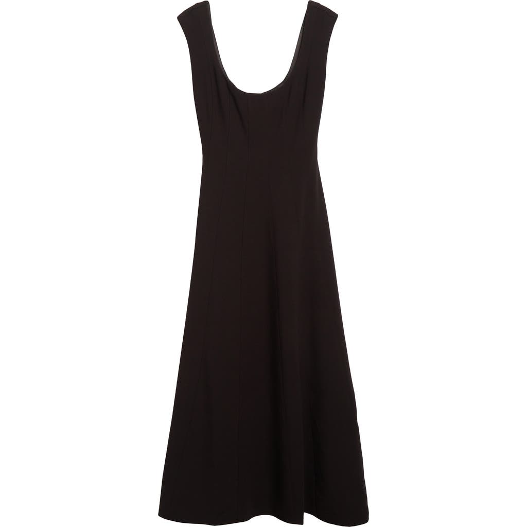 Staud Cap Sleeve Midi Dress In Black