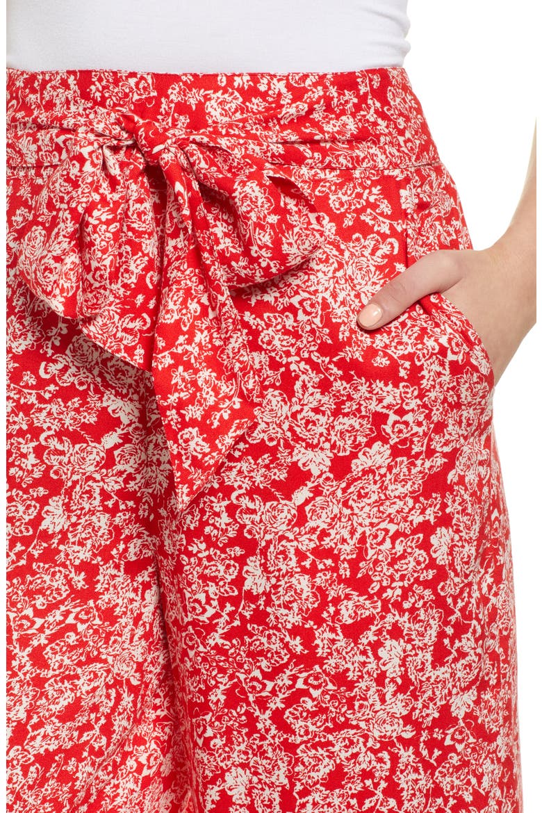 Print Wide Leg Crop Pants, Alternate, color, RED SCARLET FLORAL GARDEN