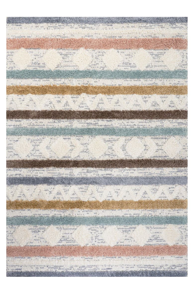 JONATHAN Y Faiza Moroccan Striped Geometric High-Low Area Rug, Alternate, color, Multi/Cream