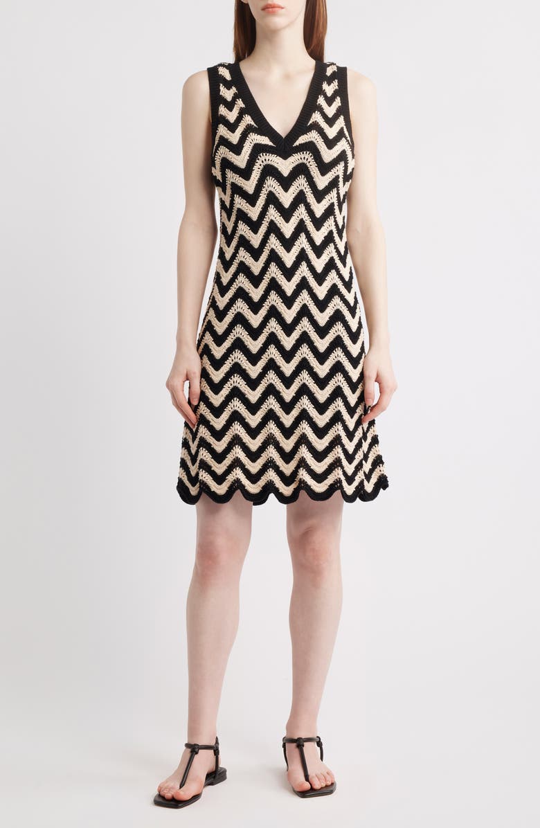 525 america Lauren Chevron Cotton Minidress, Main, color, Sand Dollar Multi