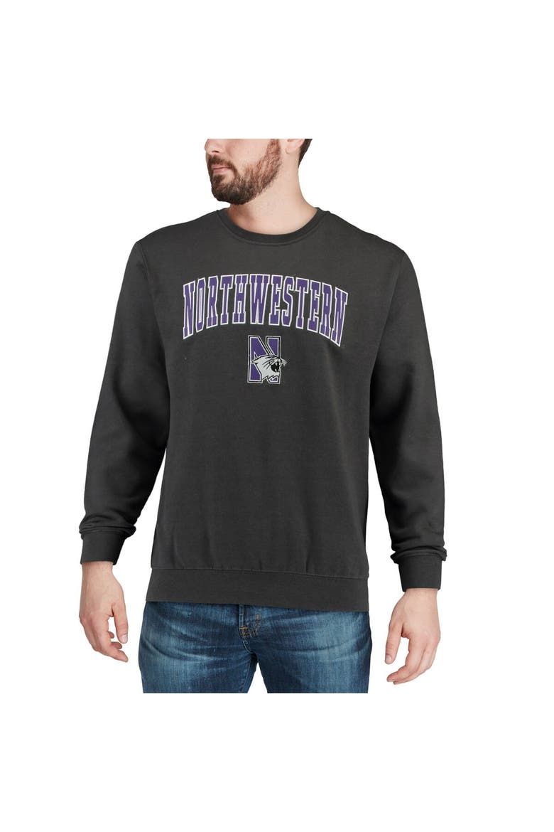Men's Colosseum Charcoal Northwestern Wildcats Arch & Logo Crew Neck Sweatshirt, Alternate, color, Charcoal