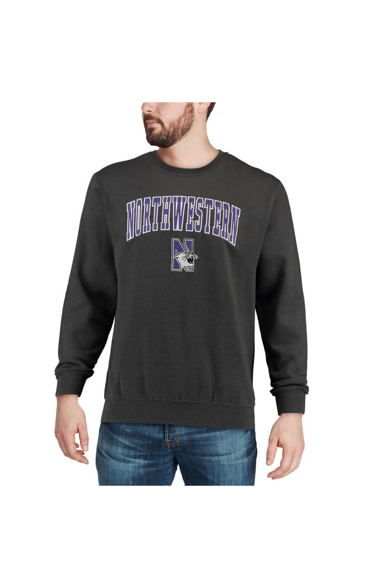 COLOSSEUM Men's Colosseum Charcoal Northwestern Wildcats Arch & Logo Crew Neck Sweatshirt, Alternate, color, Charcoal