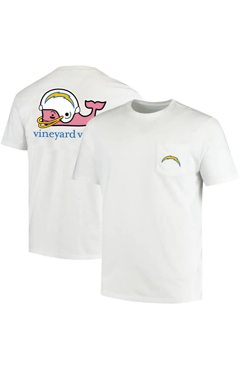 vineyard vines Men's Vineyard Vines White Los Angeles Chargers Team Whale Helmet T-Shirt, Main, color,