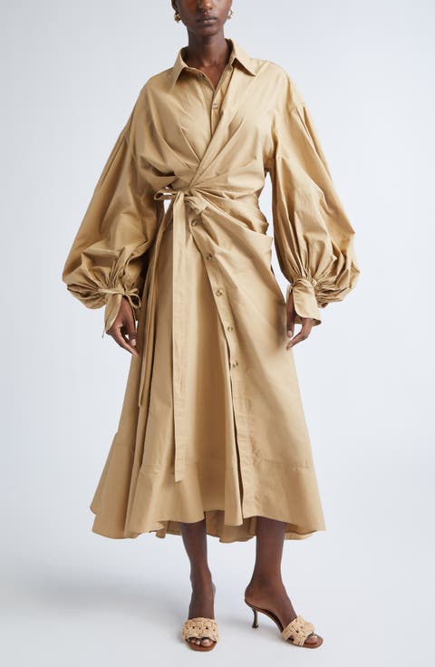 Rebellion Long Sleeve Cotton Poplin Shirtdress (Regular & Petite)