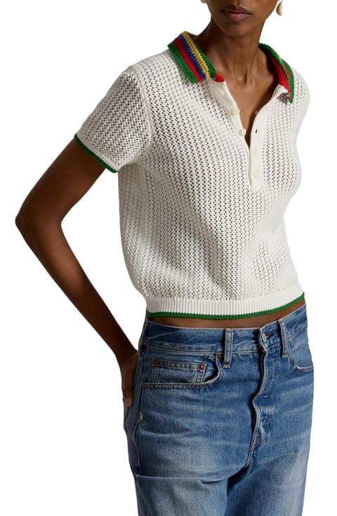 Pointelle Knit Short Sleeve Polo
