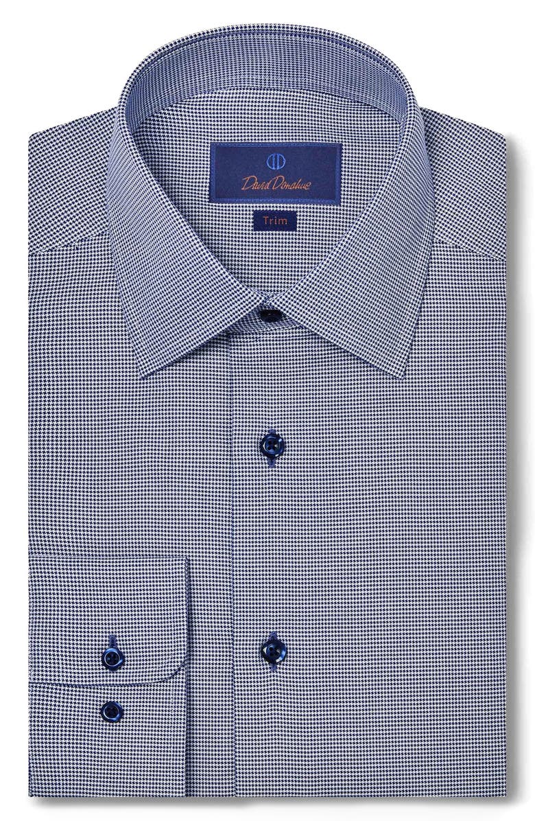 David Donahue Trim Fit Micropattern Cotton Dress Shirt, Main, color,