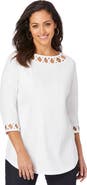 Jessica London Stretch Cotton Lattice Boatneck Tunic