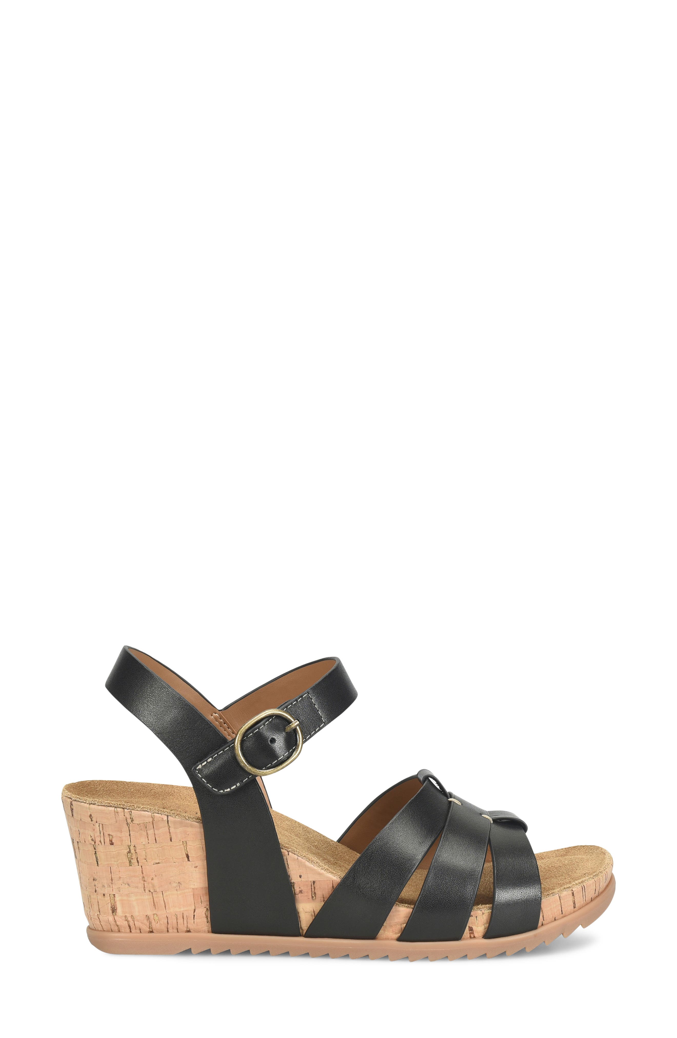 Comfortiva Taralyn Wedge Sandal, Alternate, color, Black/ Black